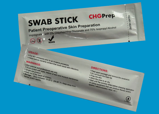 Écouvillons stériles d'alcool CHG de Chlorhexidine de la peau de rupture antiseptique de Swabstick