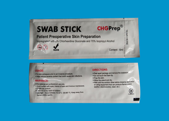 La mousse médicale de stérilisation de Chlorascrub CHG Swabstick ETO a incliné des écouvillons